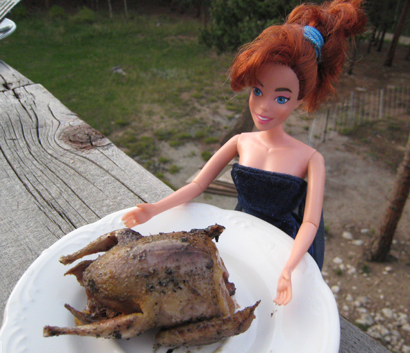 Barbie longingly eyes a barbecued chicken. Photo courtesy Bugeater via Flickr Creative Commons.